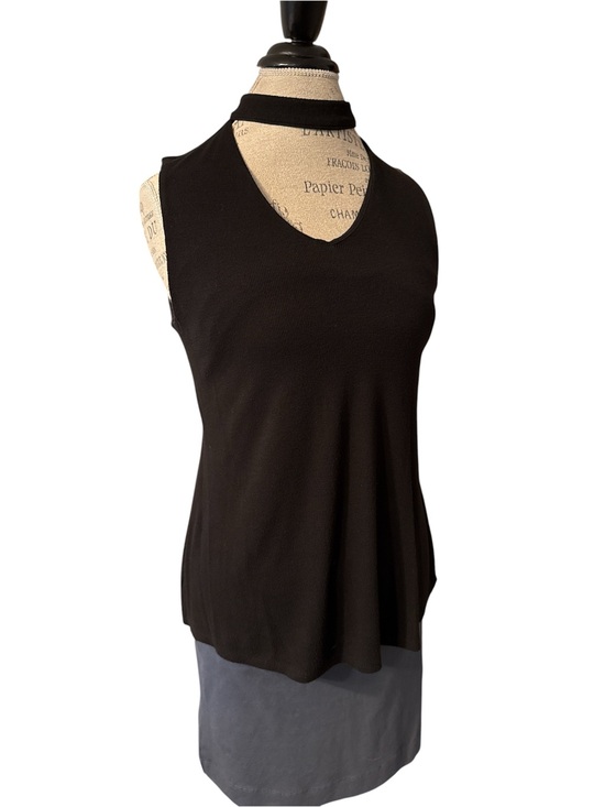 Ruff Hewn Tops - Ruff Hewn Black Sleeveless Choker V-Neck Tank